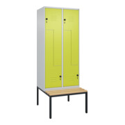C+P Z-Spind Classic PLUS, Bank, 4 Fächer, 2120x800x815mm, 7035/0024 Verschluss Sicherheits-Drehriegel Sitzbanktyp untergebaut Material Sitzfläche Buche-Hartholz