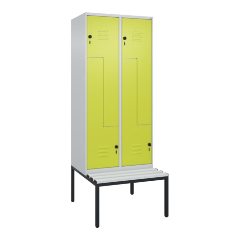 C+P Z-Spind Classic PLUS, Bank, 4 Fächer, 2120x800x815mm, 7035/0024 Verschluss Sicherheits-Drehriegel Sitzbanktyp untergebaut Material Sitzfläche Kunststoff