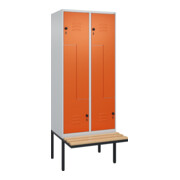 C+P Z-Spind Classic PLUS, Bank, 4 Fächer, 2120x800x815mm, 7035/2004 Verschluss Sicherheits-Drehriegel Sitzbanktyp auskragend Material Sitzfläche Buche-Hartholz