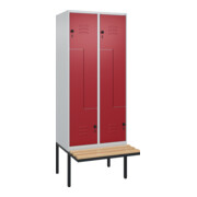 C+P Z-Spind Classic PLUS, Bank, 4 Fächer, 2120x800x815mm, 7035/3003 Verschluss Sicherheits-Drehriegel Sitzbanktyp auskragend Material Sitzfläche Buche-Hartholz