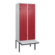 C+P Z-Spind Classic PLUS, Bank, 4 Fächer, 2120x800x815mm, 7035/3003 Verschluss Sicherheits-Drehriegel Sitzbanktyp auskragend Material Sitzfläche Kunststoff