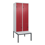C+P Z-Spind Classic PLUS, Bank, 4 Fächer, 2120x800x815mm, 7035/3003 Verschluss Sicherheits-Drehriegel Sitzbanktyp untergebaut Material Sitzfläche Kunststoff