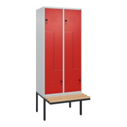 C+P Z-Spind Classic PLUS, Bank, 4 Fächer, 2120x800x815mm, 7035/3020 Verschluss Sicherheits-Drehriegel Sitzbanktyp auskragend Material Sitzfläche Buche-Hartholz