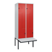 C+P Z-Spind Classic PLUS, Bank, 4 Fächer, 2120x800x815mm, 7035/3020 Verschluss Sicherheits-Drehriegel Sitzbanktyp auskragend Material Sitzfläche Kunststoff
