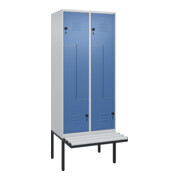 C+P Z-Spind Classic PLUS, Bank, 4 Fächer, 2120x800x815mm, 7035/5023 Verschluss Sicherheits-Drehriegel Sitzbanktyp auskragend Material Sitzfläche Kunststoff