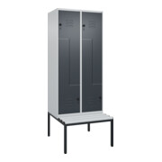 C+P Z-Spind Classic PLUS, Bank, 4 Fächer, 2120x800x815mm, 7035/7016 Verschluss Sicherheits-Drehriegel Sitzbanktyp untergebaut Material Sitzfläche Kunststoff