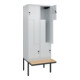 C+P Z-Spind Classic PLUS, Bank, 4 Fächer, 2120x800x815mm, 7035/7035 Verschluss Sicherheits-Drehriegel Sitzbanktyp auskragend Material Sitzfläche Buche-Hartholz-2
