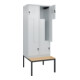 C+P Z-Spind Classic PLUS, Bank, 4 Fächer, 2120x800x815mm, 7035/7035 Verschluss Sicherheits-Drehriegel Sitzbanktyp untergebaut Material Sitzfläche Buche-Hartholz-2