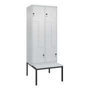 C+P Z-Spind Classic PLUS, Bank, 4 Fächer, 2120x800x815mm, 7035/7035 Verschluss Sicherheits-Drehriegel Sitzbanktyp untergebaut Material Sitzfläche Kunststoff