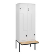 C+P Z-Spind Classic PLUS, Bank, 4 Fächer, 2120x800x815mm, 9016/9016 Verschluss Sicherheits-Drehriegel Sitzbanktyp auskragend Material Sitzfläche Buche-Hartholz