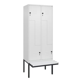C+P Z-Spind Classic PLUS, Bank, 4 Fächer, 2120x800x815mm, 9016/9016 Verschluss Sicherheits-Drehriegel Sitzbanktyp auskragend Material Sitzfläche Kunststoff