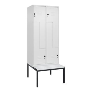 C+P Z-Spind Classic PLUS, Bank, 4 Fächer, 2120x800x815mm, 9016/9016 Verschluss Sicherheits-Drehriegel Sitzbanktyp untergebaut Material Sitzfläche Kunststoff