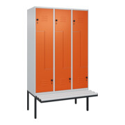 C+P Z-Spind Classic PLUS, Bank, 6 Fächer, 2120x1200x815mm, 7035/2004 Verschluss Sicherheits-Drehriegel Sitzbanktyp auskragend Material Sitzfläche Kunststoff