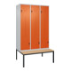 C+P Z-Spind Classic PLUS, Bank, 6 Fächer, 2120x1200x815mm, 7035/2004 Verschluss Sicherheits-Drehriegel Sitzbanktyp untergebaut Material Sitzfläche Buche-Hartholz-1