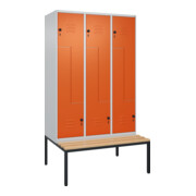 C+P Z-Spind Classic PLUS, Bank, 6 Fächer, 2120x1200x815mm, 7035/2004 Verschluss Sicherheits-Drehriegel Sitzbanktyp untergebaut Material Sitzfläche Buche-Hartholz