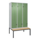 C+P Z-Spind Classic PLUS, Bank, 6 Fächer, 2120x1200x815mm, 7035/6011 Verschluss Sicherheits-Drehriegel Sitzbanktyp untergebaut Material Sitzfläche Buche-Hartholz-1