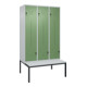 C+P Z-Spind Classic PLUS, Bank, 6 Fächer, 2120x1200x815mm, 7035/6011 Verschluss Sicherheits-Drehriegel Sitzbanktyp untergebaut Material Sitzfläche Kunststoff-1
