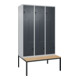 C+P Z-Spind Classic PLUS, Bank, 6 Fächer, 2120x1200x815mm, 7035/7016 Verschluss Sicherheits-Drehriegel Sitzbanktyp untergebaut Material Sitzfläche Buche-Hartholz-1