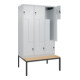 C+P Z-Spind Classic PLUS, Bank, 6 Fächer, 2120x1200x815mm, 7035/7035 Verschluss Sicherheits-Drehriegel Sitzbanktyp untergebaut Material Sitzfläche Buche-Hartholz-2