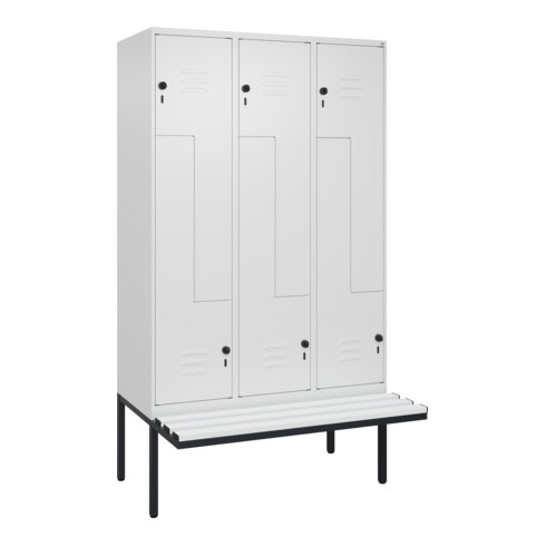 C+P Z-Spind Classic PLUS, Bank, 6 Fächer, 2120x1200x815mm, 9016/9016 Verschluss Sicherheits-Drehriegel Sitzbanktyp auskragend Material Sitzfläche Kunststoff