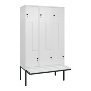 C+P Z-Spind Classic PLUS, Bank, 6 Fächer, 2120x1200x815mm, 9016/9016 Verschluss Sicherheits-Drehriegel Sitzbanktyp auskragend Material Sitzfläche Kunststoff