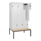 C+P Z-Spind Classic PLUS, Bank, 6 Fächer, 2120x1200x815mm, 9016/9016 Verschluss Sicherheits-Drehriegel Sitzbanktyp untergebaut Material Sitzfläche Buche-Hartholz-2