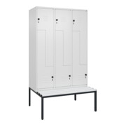 C+P Z-Spind Classic PLUS, Bank, 6 Fächer, 2120x1200x815mm, 9016/9016 Verschluss Sicherheits-Drehriegel Sitzbanktyp untergebaut Material Sitzfläche Kunststoff