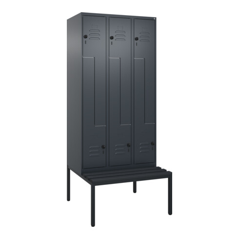 C+P Z-Spind Classic PLUS, Bank, 6 Fächer, 2120x900x815mm, 7016/7016 Verschluss Sicherheits-Drehriegel Sitzbanktyp untergebaut Material Sitzfläche Kunststoff