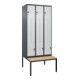 C+P Z-Spind Classic PLUS, Bank, 6 Fächer, 2120x900x815mm, 7016/7035 Verschluss Sicherheits-Drehriegel Sitzbanktyp untergebaut Material Sitzfläche Buche-Hartholz-1