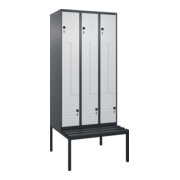 C+P Z-Spind Classic PLUS, Bank, 6 Fächer, 2120x900x815mm, 7016/7035 Verschluss Sicherheits-Drehriegel Sitzbanktyp untergebaut Material Sitzfläche Kunststoff