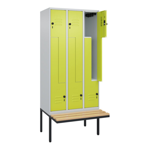 C+P Z-Spind Classic PLUS, Bank, 6 Fächer, 2120x900x815mm, 7035/0024 Verschluss Sicherheits-Drehriegel Sitzbanktyp auskragend Material Sitzfläche Buche-Hartholz