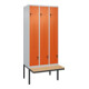 C+P Z-Spind Classic PLUS, Bank, 6 Fächer, 2120x900x815mm, 7035/2004 Verschluss Sicherheits-Drehriegel Sitzbanktyp auskragend Material Sitzfläche Buche-Hartholz-1