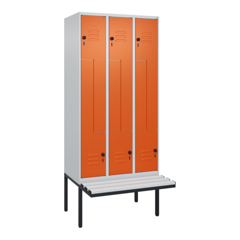C+P Z-Spind Classic PLUS, Bank, 6 Fächer, 2120x900x815mm, 7035/2004 Verschluss Sicherheits-Drehriegel Sitzbanktyp auskragend Material Sitzfläche Kunststoff