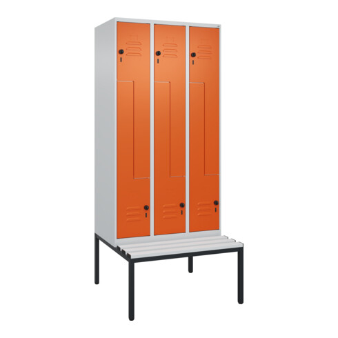 C+P Z-Spind Classic PLUS, Bank, 6 Fächer, 2120x900x815mm, 7035/2004 Verschluss Sicherheits-Drehriegel Sitzbanktyp untergebaut Material Sitzfläche Kunststoff