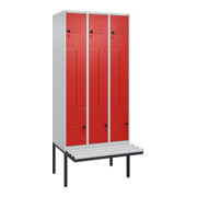 C+P Z-Spind Classic PLUS, Bank, 6 Fächer, 2120x900x815mm, 7035/3020 Verschluss Sicherheits-Drehriegel Sitzbanktyp auskragend Material Sitzfläche Kunststoff
