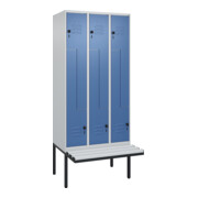 C+P Z-Spind Classic PLUS, Bank, 6 Fächer, 2120x900x815mm, 7035/5023 Verschluss Sicherheits-Drehriegel Sitzbanktyp auskragend Material Sitzfläche Kunststoff