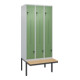 C+P Z-Spind Classic PLUS, Bank, 6 Fächer, 2120x900x815mm, 7035/6011 Verschluss Sicherheits-Drehriegel Sitzbanktyp auskragend Material Sitzfläche Buche-Hartholz-1