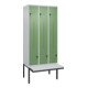 C+P Z-Spind Classic PLUS, Bank, 6 Fächer, 2120x900x815mm, 7035/6011 Verschluss Sicherheits-Drehriegel Sitzbanktyp auskragend Material Sitzfläche Kunststoff-1