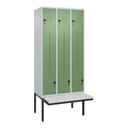 C+P Z-Spind Classic PLUS, Bank, 6 Fächer, 2120x900x815mm, 7035/6011 Verschluss Sicherheits-Drehriegel Sitzbanktyp auskragend Material Sitzfläche Kunststoff