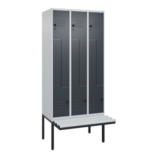 C+P Z-Spind Classic PLUS, Bank, 6 Fächer, 2120x900x815mm, 7035/7016 Verschluss Sicherheits-Drehriegel Sitzbanktyp auskragend Material Sitzfläche Kunststoff