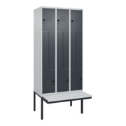 C+P Z-Spind Classic PLUS, Bank, 6 Fächer, 2120x900x815mm, 7035/7016 Verschluss Sicherheits-Drehriegel Sitzbanktyp auskragend Material Sitzfläche Kunststoff
