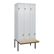 C+P Z-Spind Classic PLUS, Bank, 6 Fächer, 2120x900x815mm, 7035/7035 Verschluss Sicherheits-Drehriegel Sitzbanktyp auskragend Material Sitzfläche Buche-Hartholz