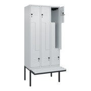 C+P Z-Spind Classic PLUS, Bank, 6 Fächer, 2120x900x815mm, 7035/7035 Verschluss Sicherheits-Drehriegel Sitzbanktyp auskragend Material Sitzfläche Kunststoff