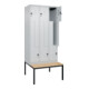 C+P Z-Spind Classic PLUS, Bank, 6 Fächer, 2120x900x815mm, 7035/7035 Verschluss Sicherheits-Drehriegel Sitzbanktyp untergebaut Material Sitzfläche Buche-Hartholz-2