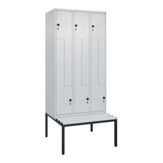 C+P Z-Spind Classic PLUS, Bank, 6 Fächer, 2120x900x815mm, 7035/7035 Verschluss Sicherheits-Drehriegel Sitzbanktyp untergebaut Material Sitzfläche Kunststoff