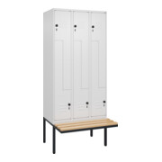 C+P Z-Spind Classic PLUS, Bank, 6 Fächer, 2120x900x815mm, 9016/9016 Verschluss Sicherheits-Drehriegel Sitzbanktyp auskragend Material Sitzfläche Buche-Hartholz