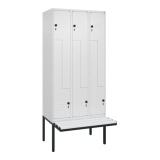 C+P Z-Spind Classic PLUS, Bank, 6 Fächer, 2120x900x815mm, 9016/9016 Verschluss Sicherheits-Drehriegel Sitzbanktyp auskragend Material Sitzfläche Kunststoff