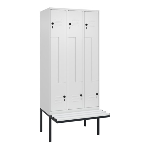 C+P Z-Spind Classic PLUS, Bank, 6 Fächer, 2120x900x815mm, 9016/9016 Verschluss Sicherheits-Drehriegel Sitzbanktyp auskragend Material Sitzfläche Kunststoff