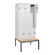 C+P Z-Spind Classic PLUS, Bank, 6 Fächer, 2120x900x815mm, 9016/9016 Verschluss Sicherheits-Drehriegel Sitzbanktyp untergebaut Material Sitzfläche Buche-Hartholz-2