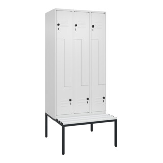 C+P Z-Spind Classic PLUS, Bank, 6 Fächer, 2120x900x815mm, 9016/9016 Verschluss Sicherheits-Drehriegel Sitzbanktyp untergebaut Material Sitzfläche Kunststoff